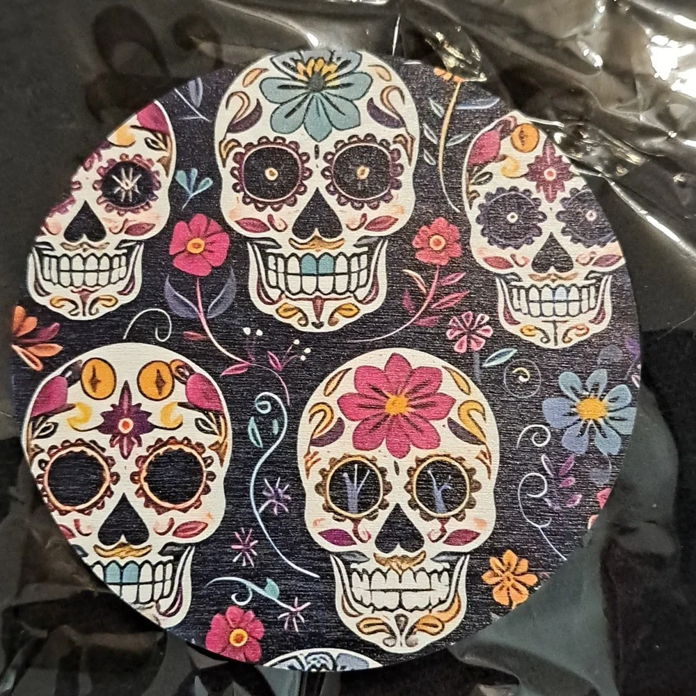 Skull Coasters Dio de los Muertos , Floral Skull 6-Pack